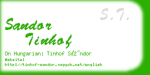 sandor tinhof business card